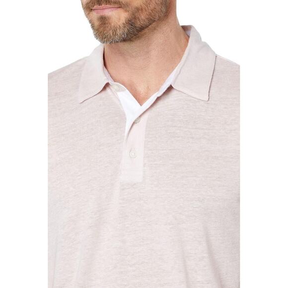 Vince Linen Short Sleeve Polo in Rosewater - Picture 9 of 11